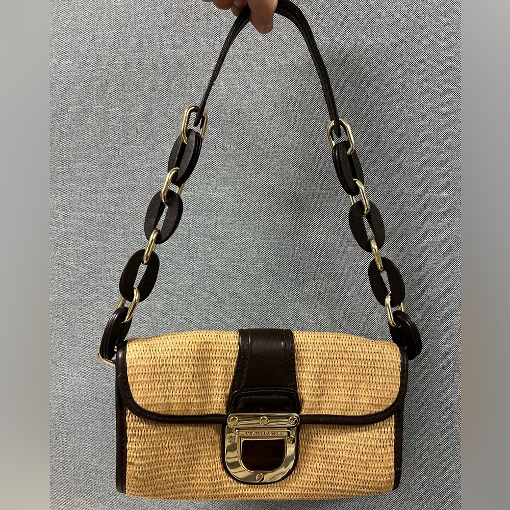 Michael Kors Rattan Weaved and Leather Baguette - Picture 14 of 15
